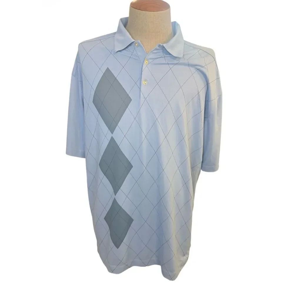 Nike Golf Dry Fit Polo XL Diamond Argyle Pattern Performance